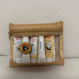Burt's Bees Essential Kit Gift Set 5pcs Travel Size NEW Lotion Lip Cleanser Foot